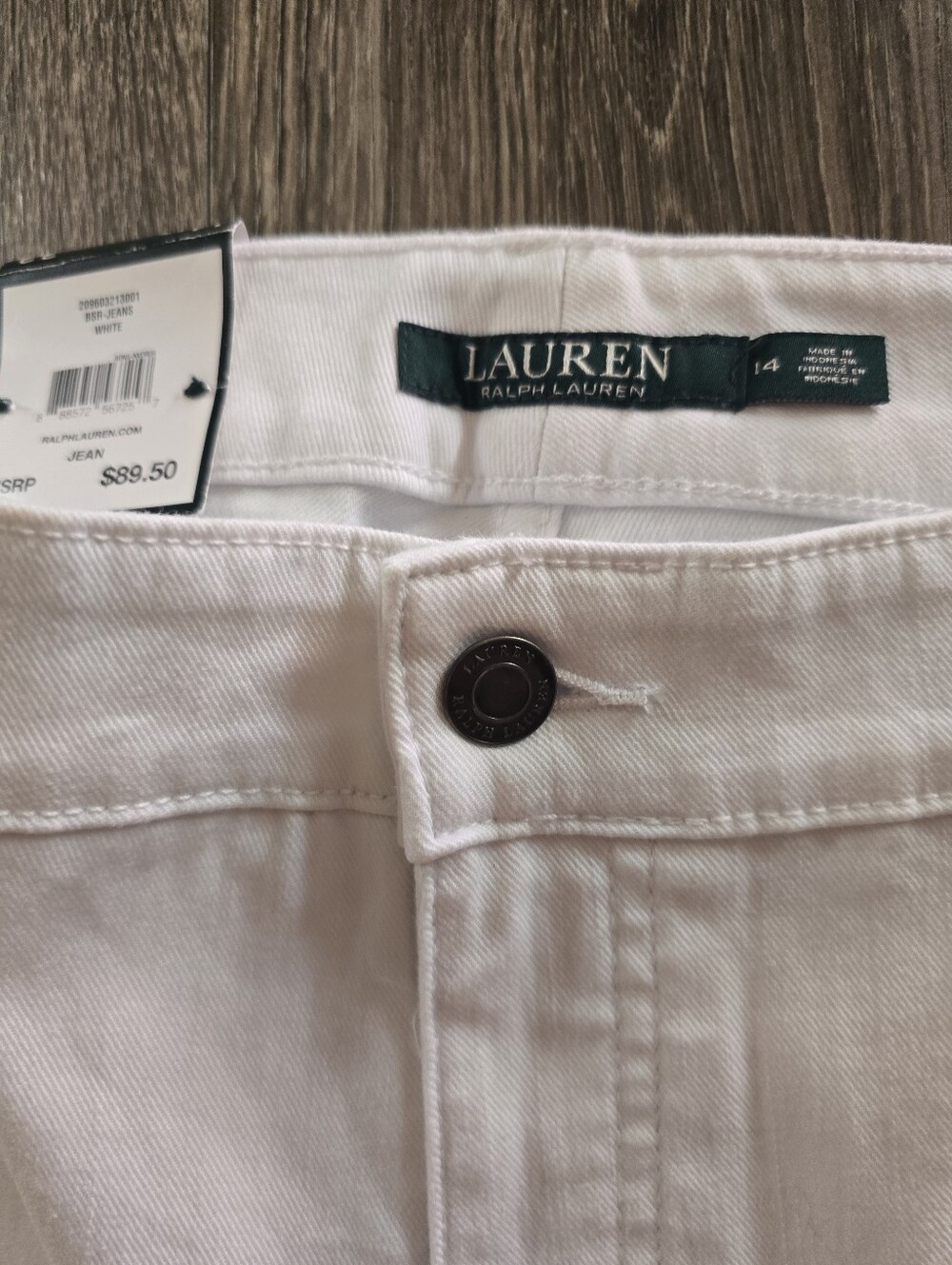 NWtT Ralph Lauren White Straight-Leg Premiete Jeans, Size 14 - Picture 3 of 7